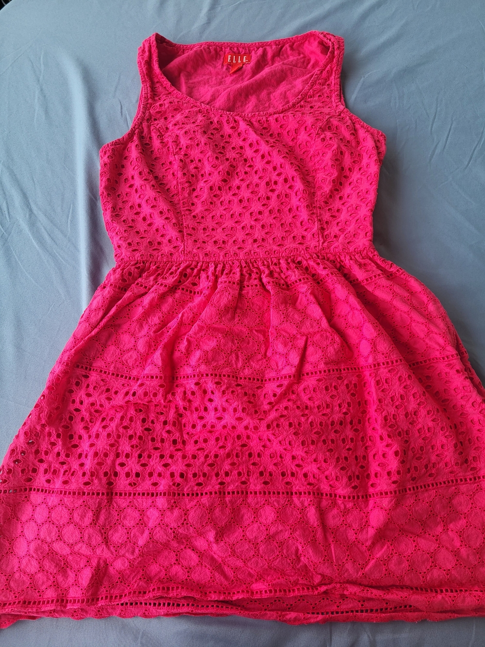 Elle Bright Pink Eyelet Sleeveless Dress